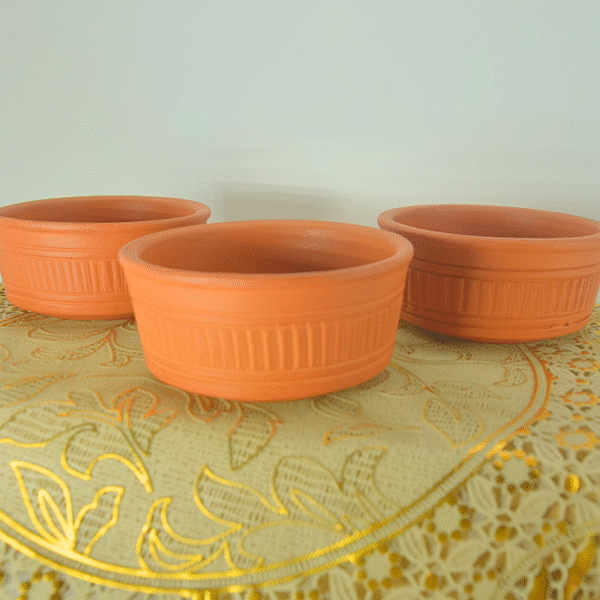 Traditional Terracotta Serving Bowl Set, 500 ml, Orange, Pack of 4