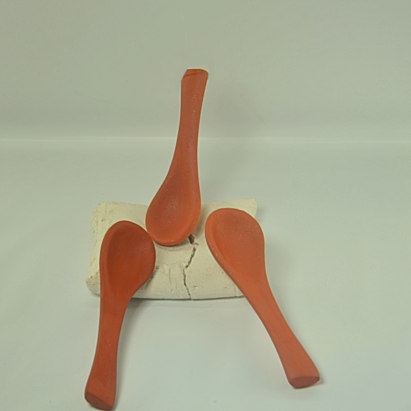 Traditional Terracotta Serving Spoons, Handcrafted Clay Utensils, Set of 2, Natural Brown