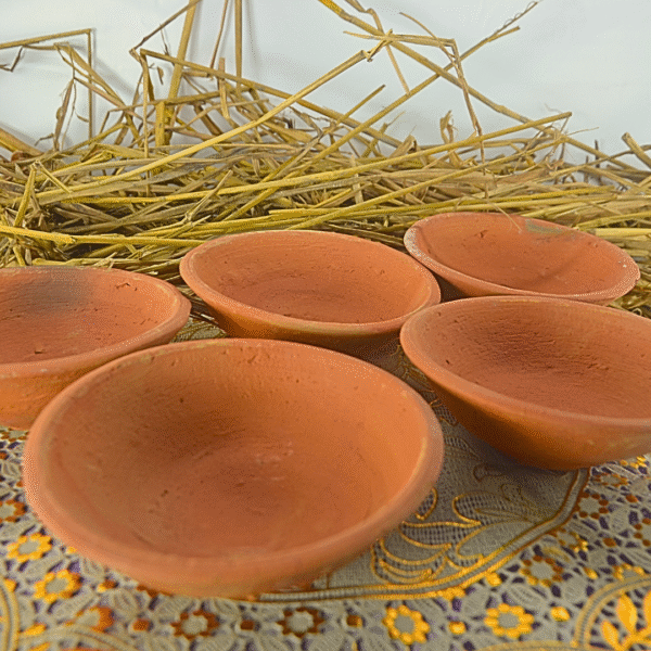 Traditional Handmade Clay Serving Bowls, Terracotta Katori Set of 6, Indian Dining Bowls for Desserts and Snacks