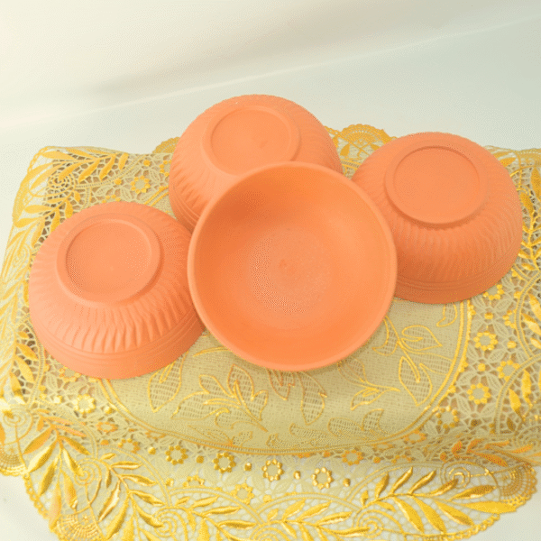 Terracotta Clay Serving Bowls, Set of 6, Traditional Design, Orange