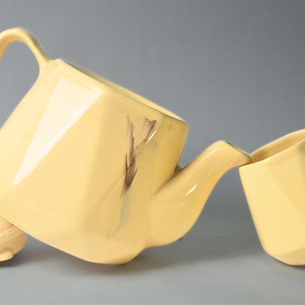 Yellow Ceramic Tea Set – 7-Piece Teapot & Mug Collection