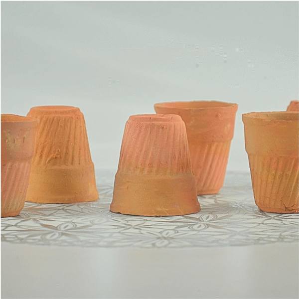 Traditional Clay Kulhad Tea Cups, Handcrafted Terracotta Cups Set, Natural Unglazed, 6 Pieces