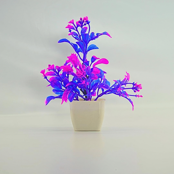 Artificial Neon Glow Plant, Blue and Pink Foliage, Decorative Potted Plant, Modern Home Decor