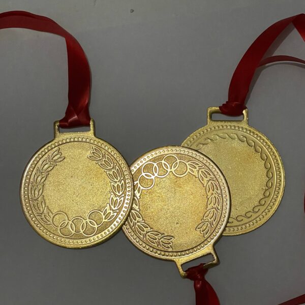 Gold Award Medals with Red Ribbon, Decorative Achievement Medals, Set of 3