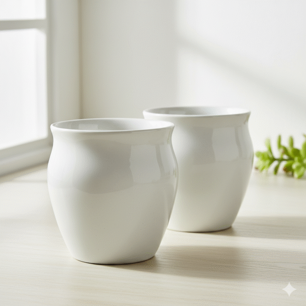 Ceramic Teapot Set, High-Gloss White, 2-Piece Individual Serving