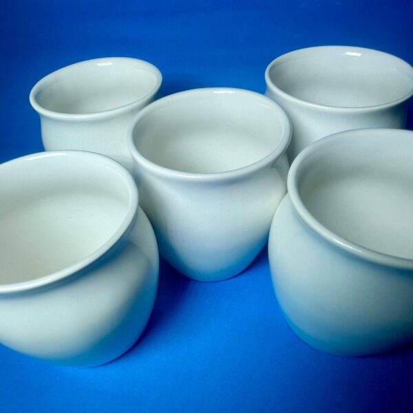 Classic White Ceramic Cups, Handleless Design, Set of 5