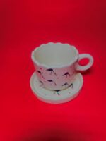 Cute Cherry Print Ceramic Cup and Saucer Set - Image 2