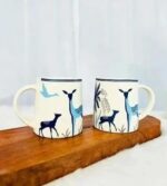 Classic Deer Motif Ceramic Coffee Mugs (Set of 2) - Image 2