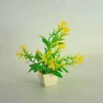 Decorative Colorful Faux Plant in Small White Plastic Pot - Image 4