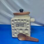 Vintage Dimpled Ceramic Coffee Storage Canister for Kitchen Countertop