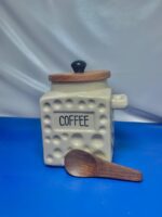 Vintage Dimpled Ceramic Coffee Storage Canister for Kitchen Countertop
