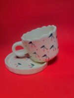 Cute Cherry Print Ceramic Cup and Saucer Set - Image 7