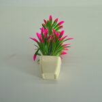 Decorative Small Faux Plant in Square White Plastic Pot - Image 2