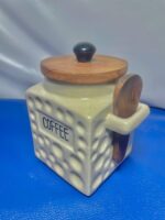 Vintage Dimpled Ceramic Coffee Storage Canister for Kitchen Countertop - Image 6