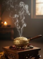 Brass Loban Burner with Wooden Handle - Image 5