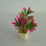 Decorative Small Faux Plant in Square White Plastic Pot - Image 4