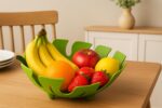 Leaf Fruit Bowl, Green, Tropical Split-Leaf Design - Image 3