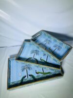 Premium Wooden Serving Trays Set with Royal Peacock Print (Set of 3) - Image 5