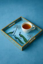 Premium Wooden Serving Trays Set with Royal Peacock Print (Set of 3) - Image 7