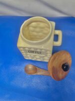Vintage Dimpled Ceramic Coffee Storage Canister for Kitchen Countertop - Image 3