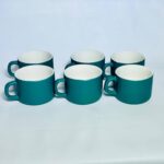 Matte Green Ceramic Tea Cups (Set of 6)