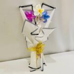 Handmade Decorative Plumeria Bouquet with Golden Ribbon