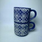 Blue and White Ceramic Coffee Mugs (Set of 2) - Image 2