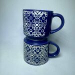 Blue and White Ceramic Coffee Mugs (Set of 2)