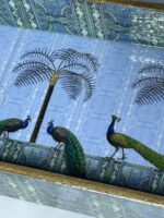 Premium Wooden Serving Trays Set with Royal Peacock Print (Set of 3) - Image 2
