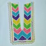 Multi-Color Glass Bead V-Neck Embroidered Applique