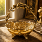 Fruit Basket with Sculpted Rose Arch Handle