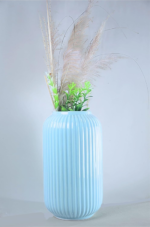 Modern Ribbed Ceramic Flower Vase for Home Decor - Image 3