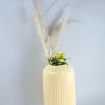 Modern Ribbed Ceramic Flower Vase for Home Deco