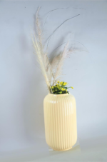 Modern Ribbed Ceramic Flower Vase for Home Deco
