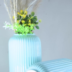 Modern Ribbed Ceramic Flower Vase for Home Decor