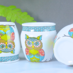 Premium Hand-Painted Owl Print Ceramic Planter - Image 6