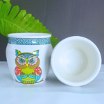 Premium Hand-Painted Owl Print Ceramic Planter - Image 4
