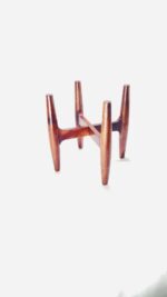 Mid-Century Wooden Plant Stand, Brown, Indoor Pot Riser for Small to Medium Plants, Compact Style