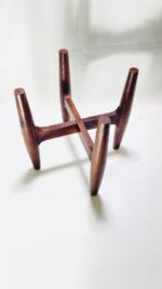 Mid-Century Wooden Plant Stand, Brown, Indoor Pot Riser for Small to Medium Plants, Compact Style - Image 3