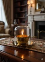 Luxury Brass Akhand Diya Oil Lamp with Clear Glass Dome, Polished Finish, for Prayers and Home Decor