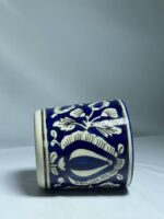 Traditional Hand-Painted Ceramic Toothbrush Holder - Blue & White Floral Pottery Tumbler for Bathroom - Image 6