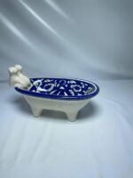 Hand-Painted Blue & White Floral Pottery Soap Holder Tray for Bathroom - Image 2