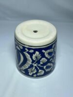 Traditional Hand-Painted Ceramic Toothbrush Holder - Blue & White Floral Pottery Tumbler for Bathroom - Image 5
