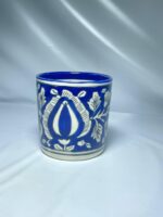 Traditional Hand-Painted Ceramic Toothbrush Holder - Blue & White Floral Pottery Tumbler for Bathroom - Image 2