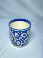 Traditional Hand-Painted Ceramic Toothbrush Holder - Blue & White Floral Pottery Tumbler for Bathroom - Image 3