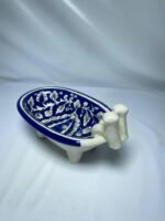 Hand-Painted Blue & White Floral Pottery Soap Holder Tray for Bathroom - Image 3