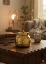 Antique Gold Finish Metal Container for Pooja & Gifting