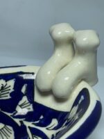 Hand-Painted Blue & White Floral Pottery Soap Holder Tray for Bathroom - Image 4