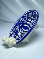 Hand-Painted Blue & White Floral Pottery Soap Holder Tray for Bathroom - Image 5