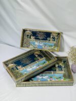 Premium Royal Mughal Art Serving Tray Set of 3